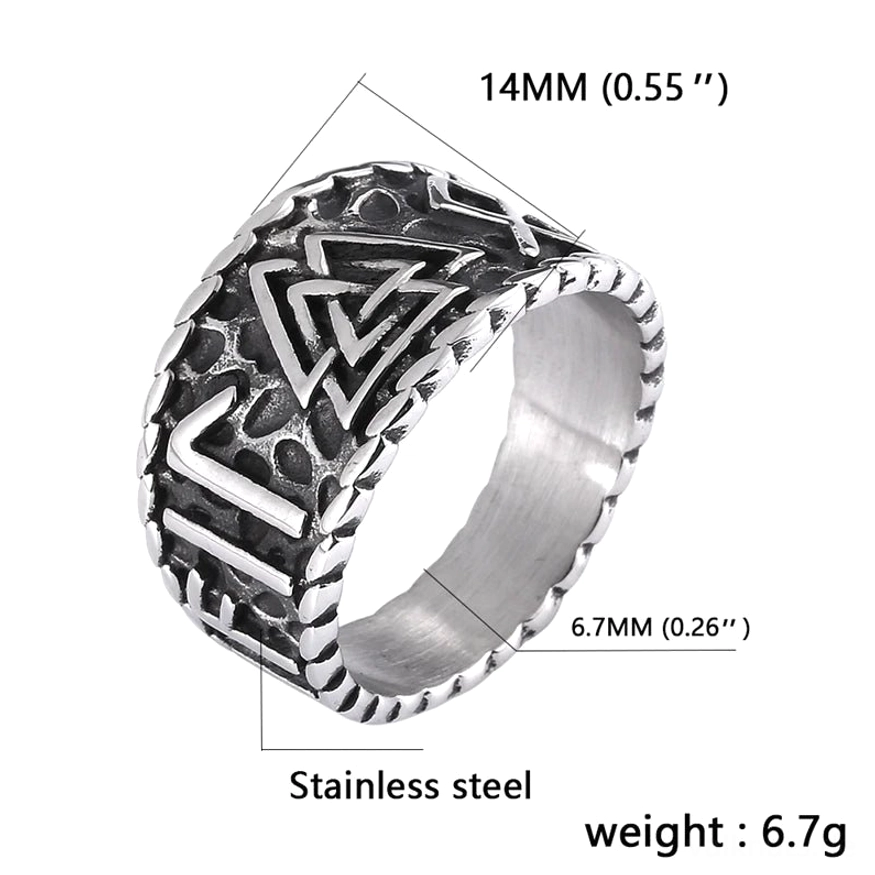 Handgemachter Wikinger Ring Valknut als Statement Stück für Wikinger Fans