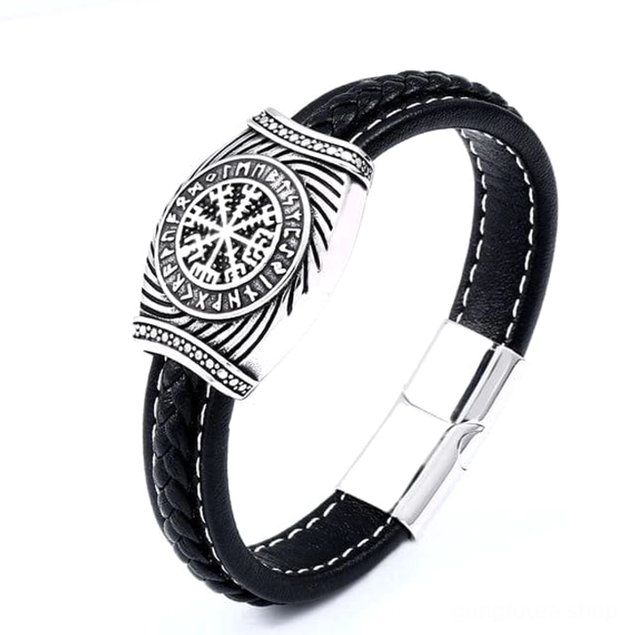 Vegvisir Wikinger Armband mit nordischen Runen, handgefertigt