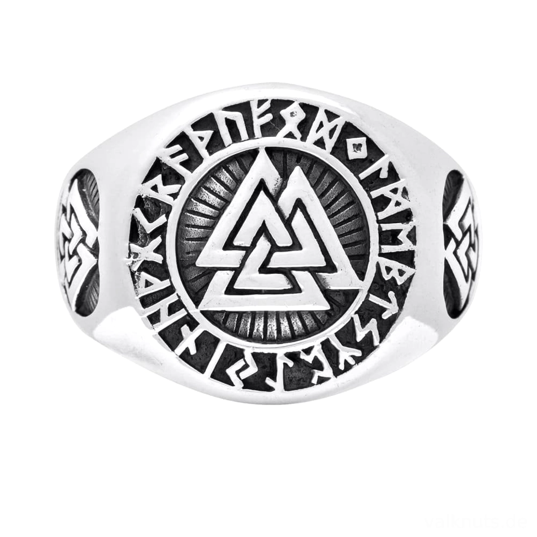 Handgravierter Wikinger Ring mit Valknut Symbol für Wikingerkultur Liebhaber