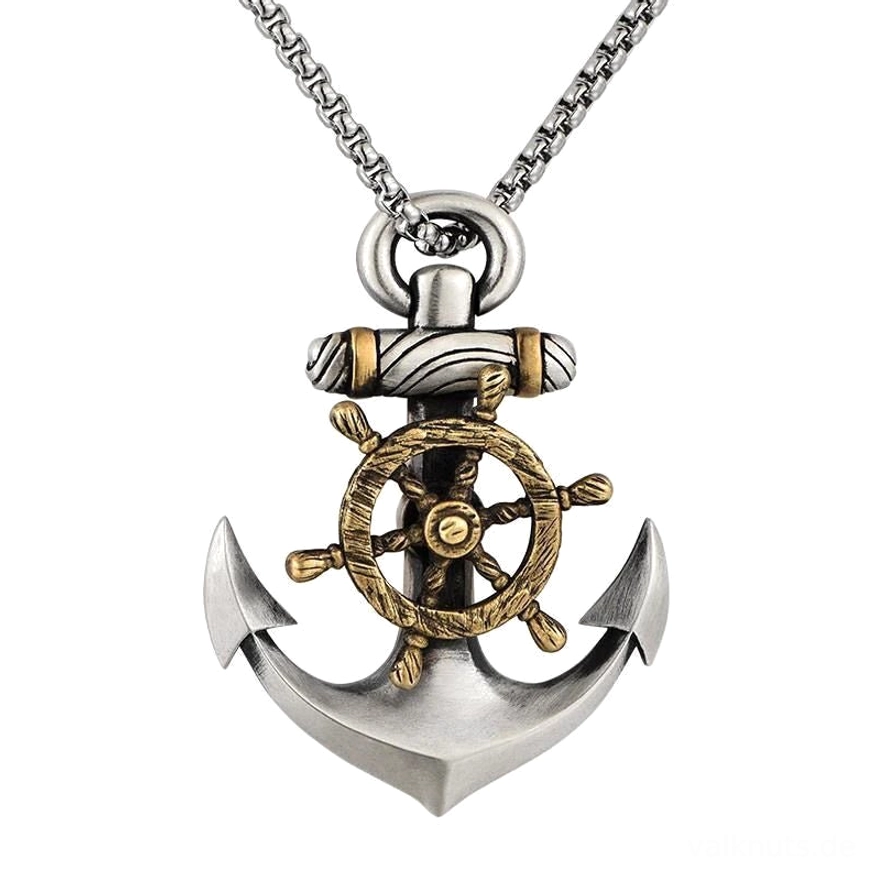 Herren wiking halskette im rock punk stil mit rudder und anker