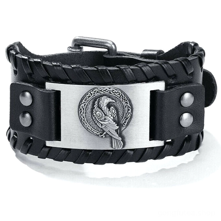 Herren Wikinger Armband mit Norse Raben Motiv