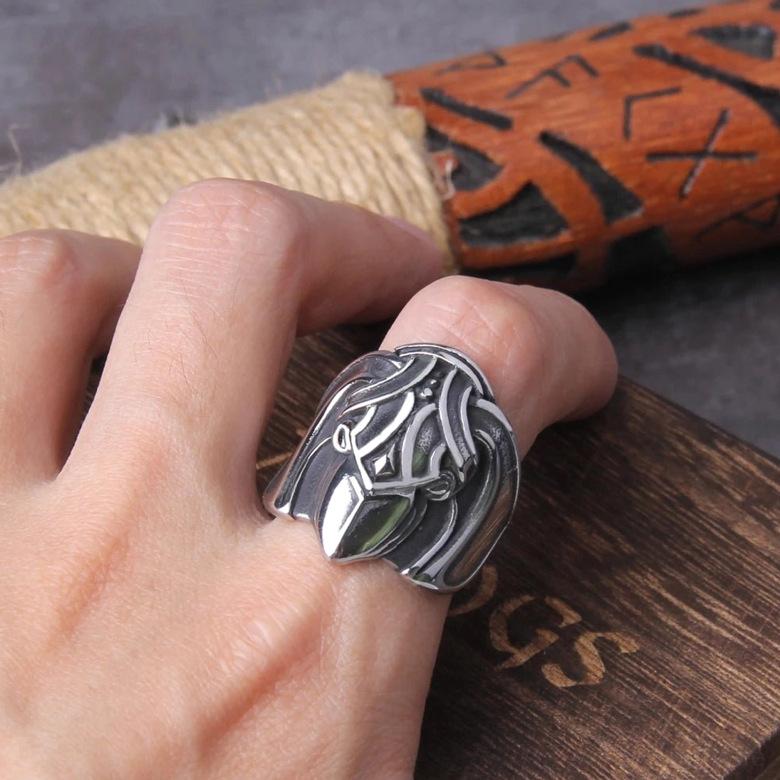 Herren Wikinger Ring aus 316L Edelstahl - nordischer Raben Amulett