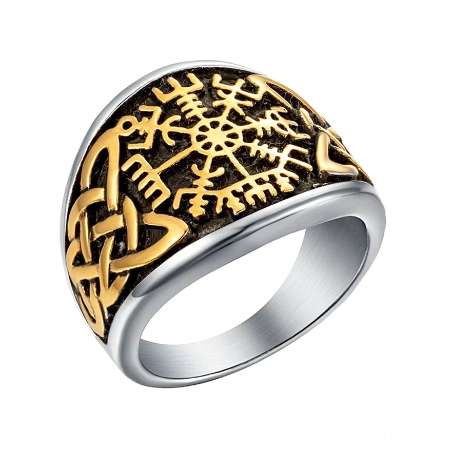 Herren Wikinger Ring Vegvisir Runen Kompass nordischer Schmuck