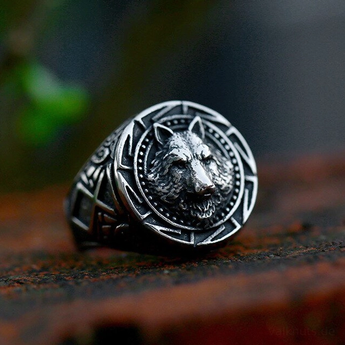 Hochwertiger Wikinger Fenrir Wolf Ring aus rostfreiem Edelstahl