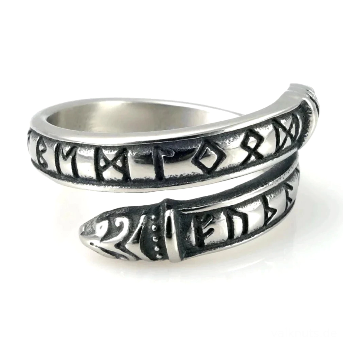 Jörmungandr Wikinger Ring mit Wikinger Symbolen aus Sterlingsilber
