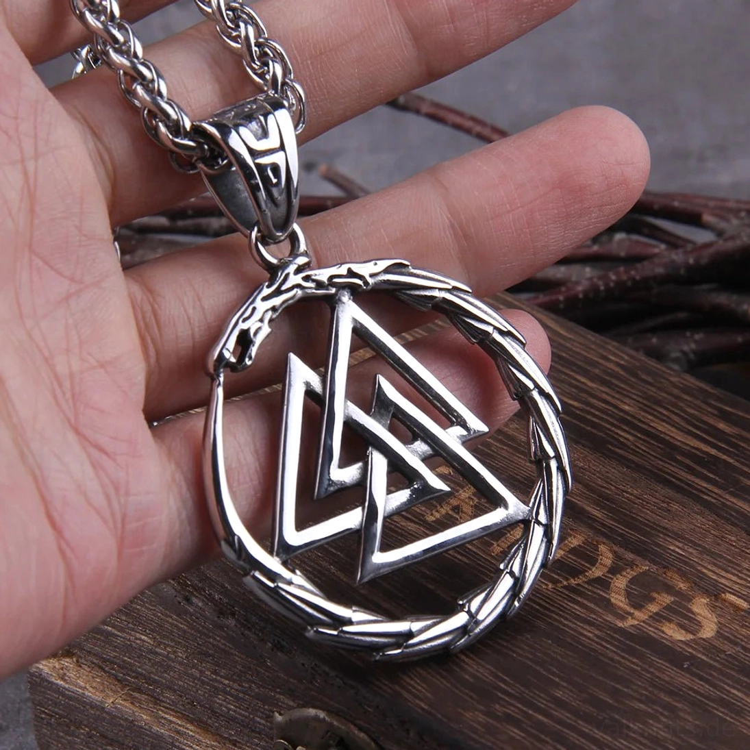 Wikinger halskette valknut mit kette und edelstahl anhänger