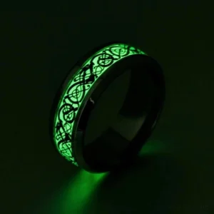 Leuchtender Wikinger Ring mit Jörmungandr Drachen Motiv für Herren und Damen