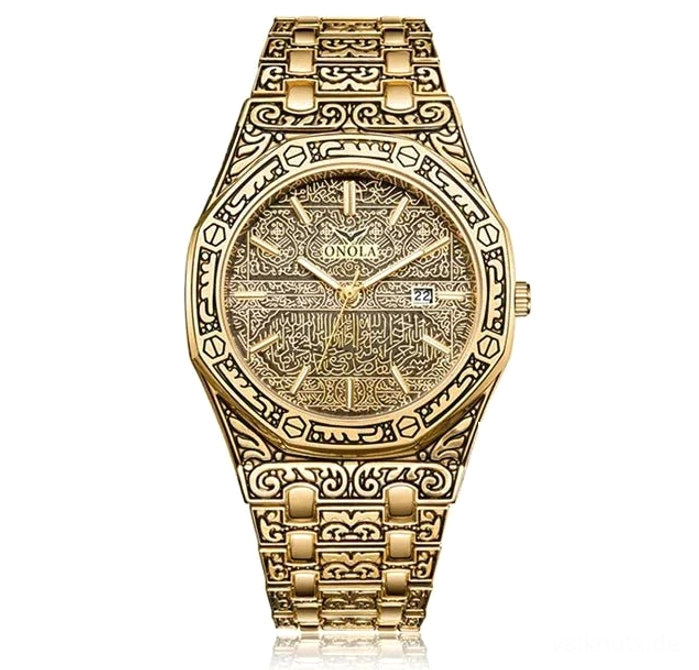 Luxus Wikinger Uhr gold Variante am Handgelenk getragen