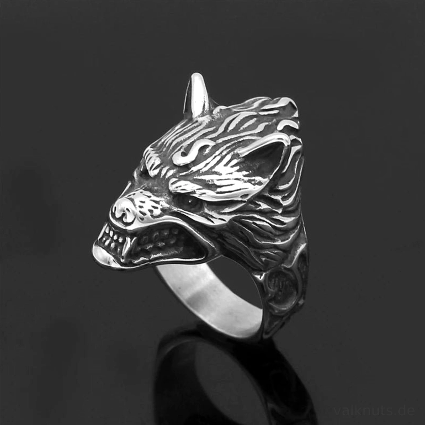 Massiver Wikinger Wolf Ring in allen gängigen Größen aus robustem Edelstahl