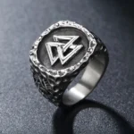 Massiver Wikinger Ring mit Valknut Symbol aus 316L Edelstahl, nordischer Amulett für Männer