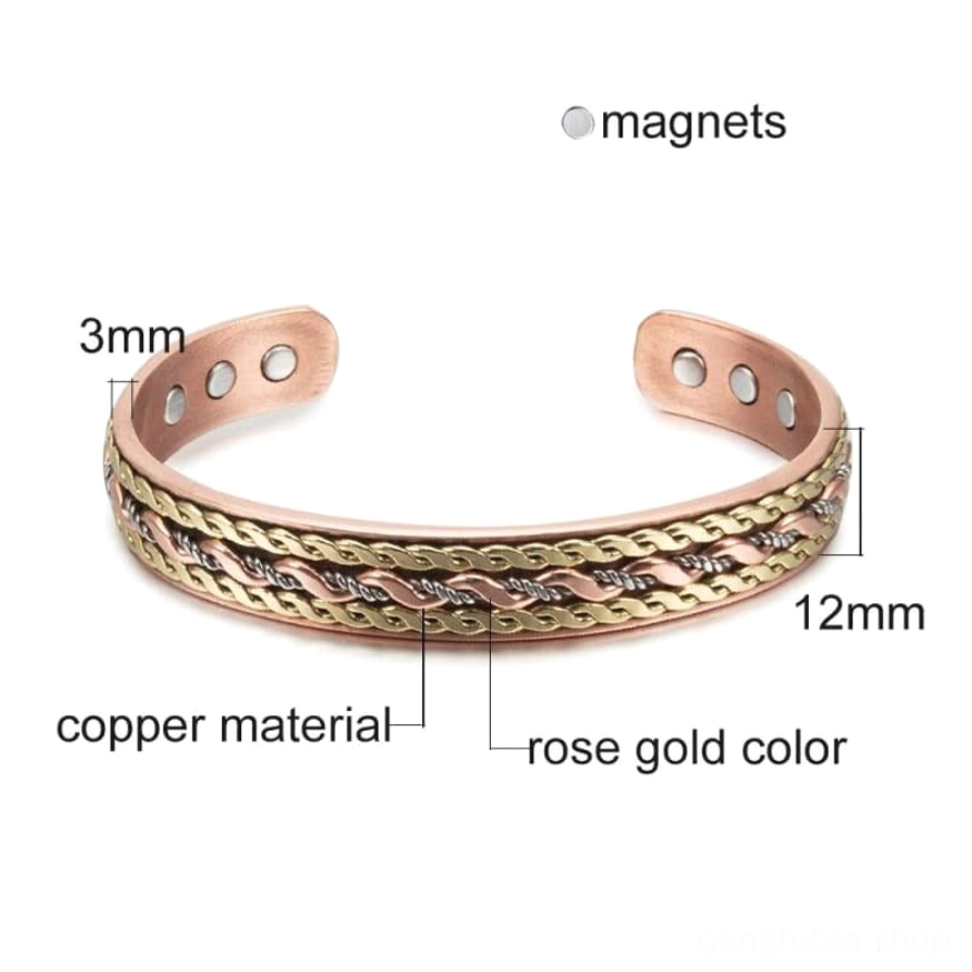 Material- und Magnetdetail des Wikinger Armreifs mit Magnettherapie aus Kupfer
