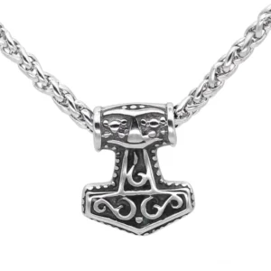 Mini Thors Hammer Kette aus Edelstahl, Wikinger Amulett Mjölnir Nahaufnahme