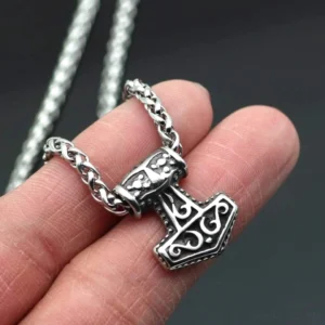 Mini Thors Hammer Kette Wikinger, gesamte Halskette mit Mjölnir Anhänger
