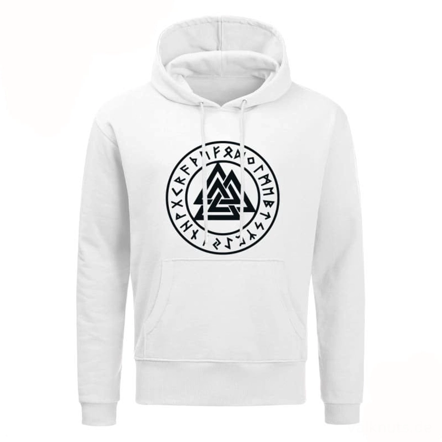 Valknut Wikinger Hoodie Nahaufnahme des Symbols und Runen