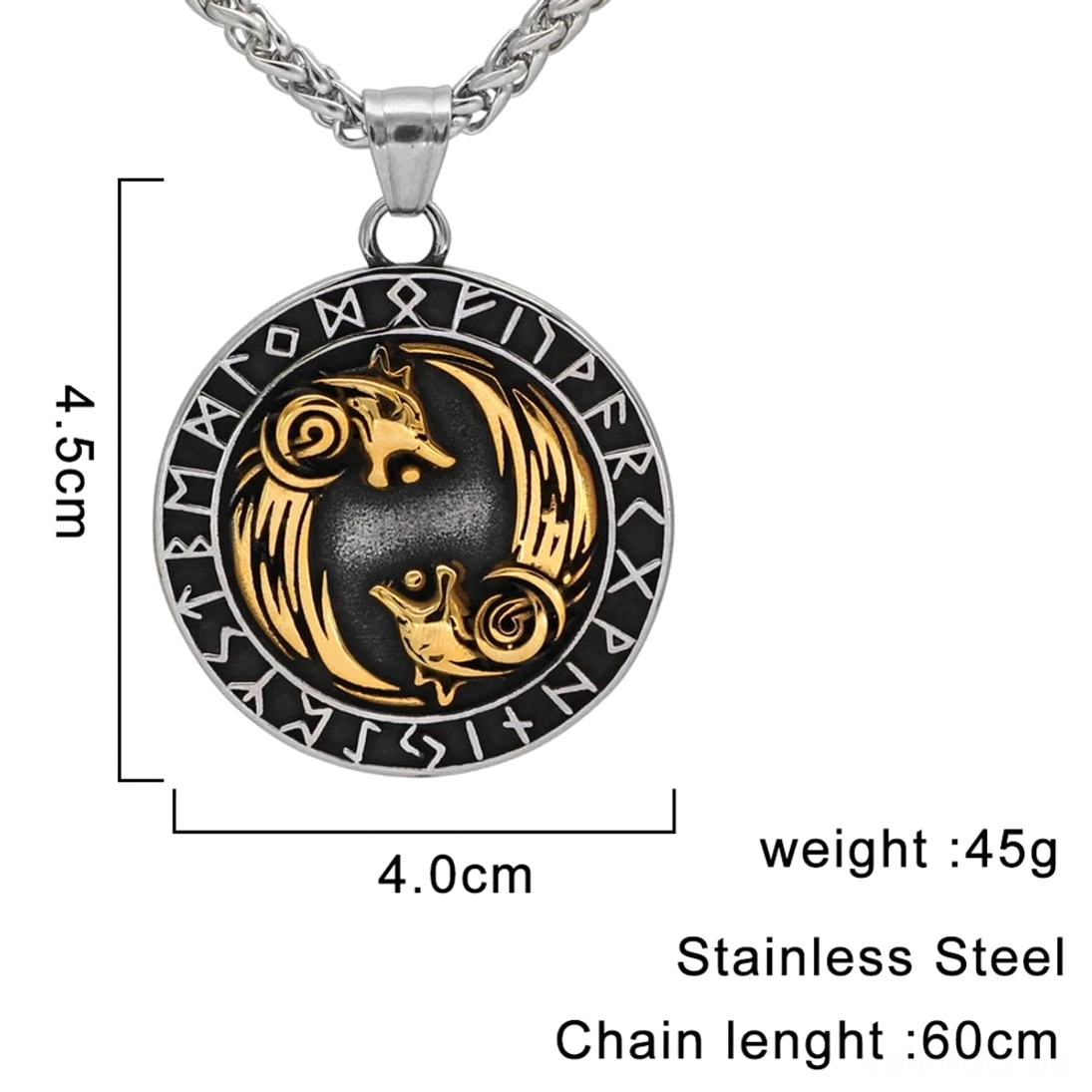 Nicht rostende Edelstahl Wolf Kette Geri und Freki Wikinger
