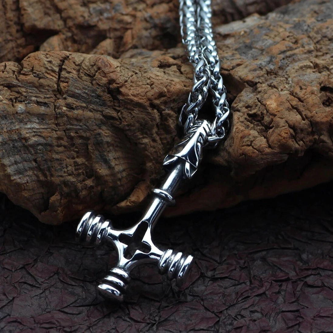 Nordische Thors Hammer Kette Wikinger Amulett aus Edelstahl