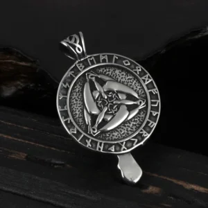 Nordische Wikinger Halskette mit Raben Symbol und keltischen Knoten