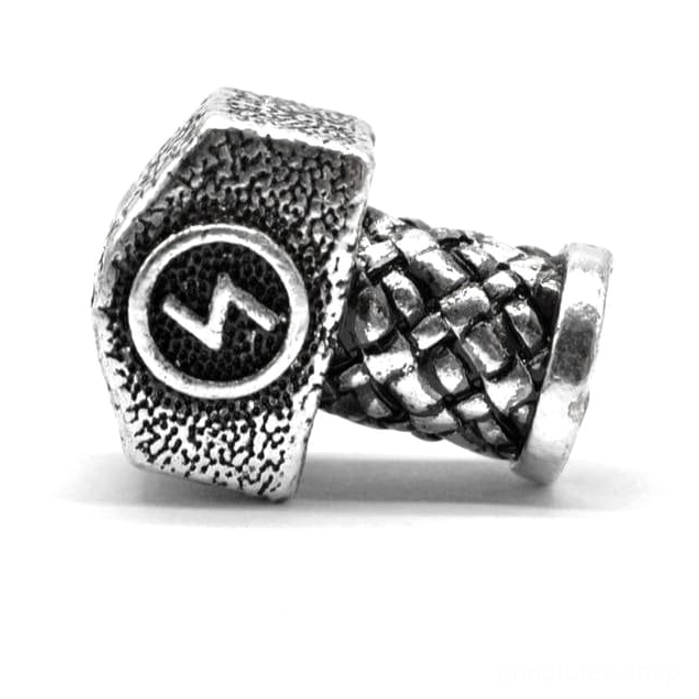 nordischer wikinger bartschmuck mjolnir mit runensymbol