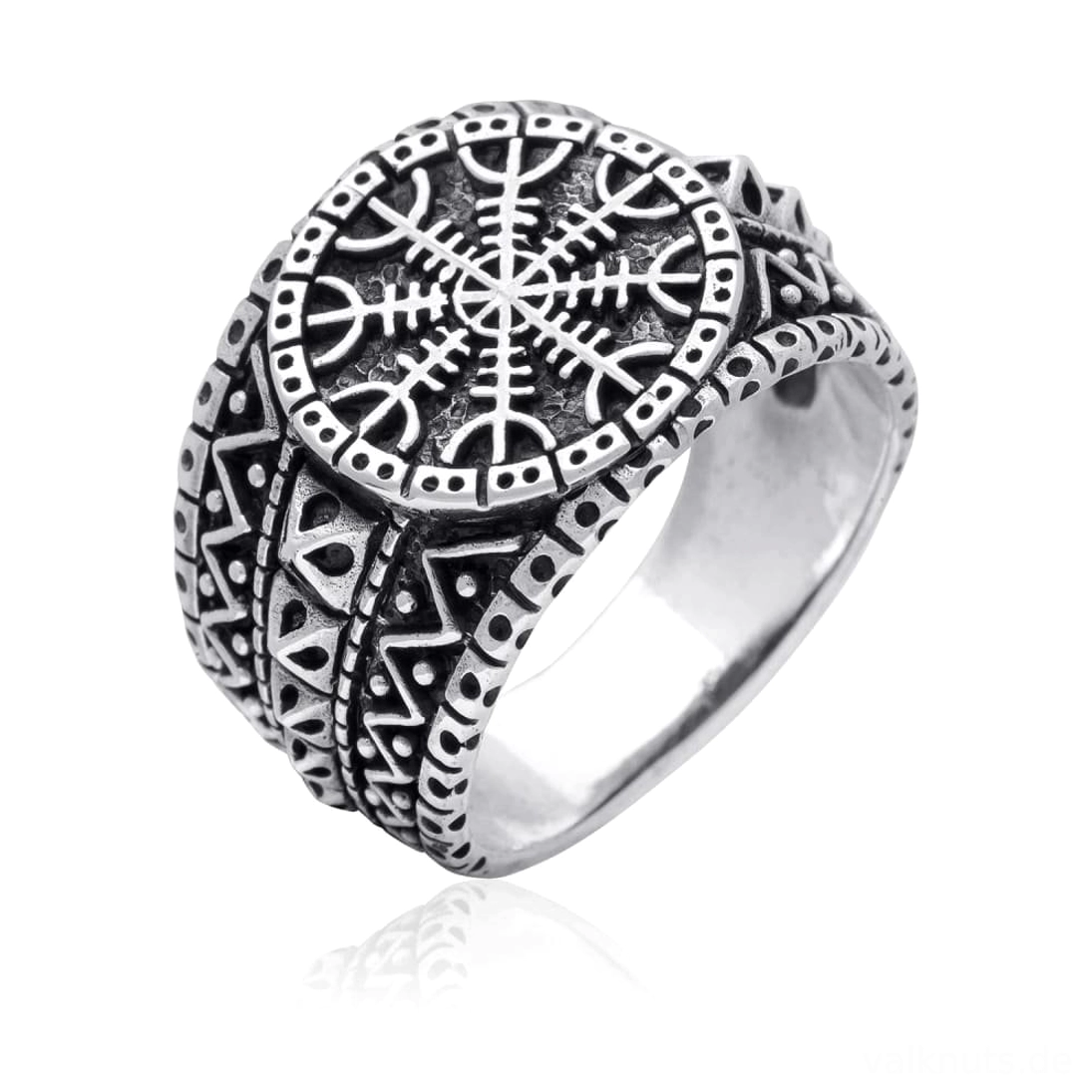 Nordischer Wikinger Ring Aegishjalmur mit traditionellen Mustern