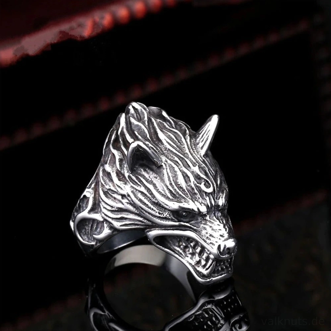 Nordischer Wikinger Ring Wolf Symbol für Kraft und Mut als Geschenk
