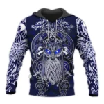 Wikinger Hoodie Odin Blau Tattoo Motiv Voransicht