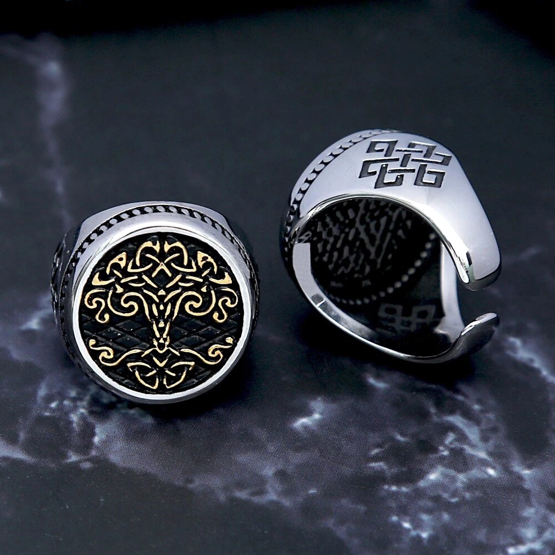 Offener Wikinger Ring Yggdrasil anpassbar, Wikinger Schmuck mit Lebensbaum Symbolik