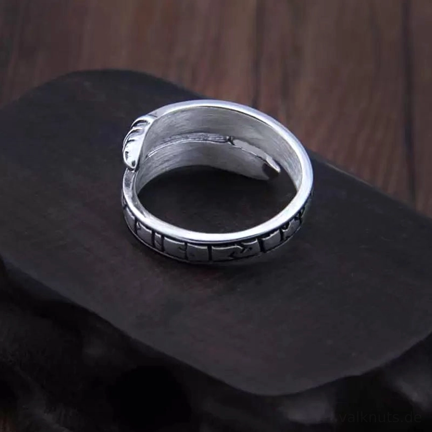 Ouroboros Wikinger Ring aus 925 Sterlingsilber mit Runen Gravur