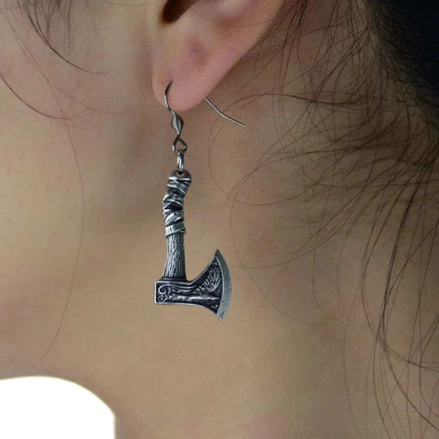 Paar Wikinger Ohrringe Axt als Amulettschmuck im Vintage Stil