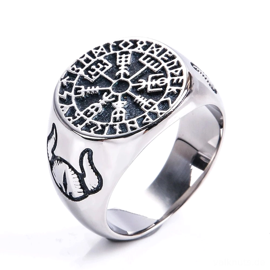Nordischer Wikinger Totem Ring Vegvisir, Gothisches Retro Accessoire