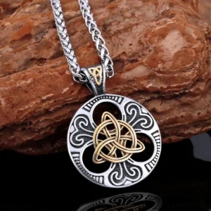 Retro Wikinger Halskette aus Edelstahl mit Triquetra Knoten Amulett