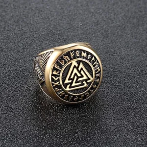 Vintage Wikinger Ring für Männer mit Valknut Symbol, Gothic Retro Stil