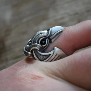 Retro Wikinger Stil Raben Ring Herren - Wikinger Ring Amulett