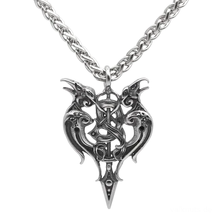 Robuste Edelstahl Wikinger Kette mit Huginn und Munin Anhänger