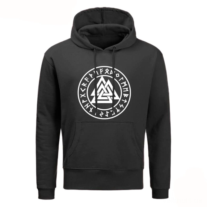 Schwarzer Wikinger Valknut Hoodie in Größe S