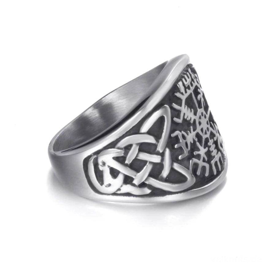 Seitenansicht massiver Wikinger Ring Vegvisir für Männer