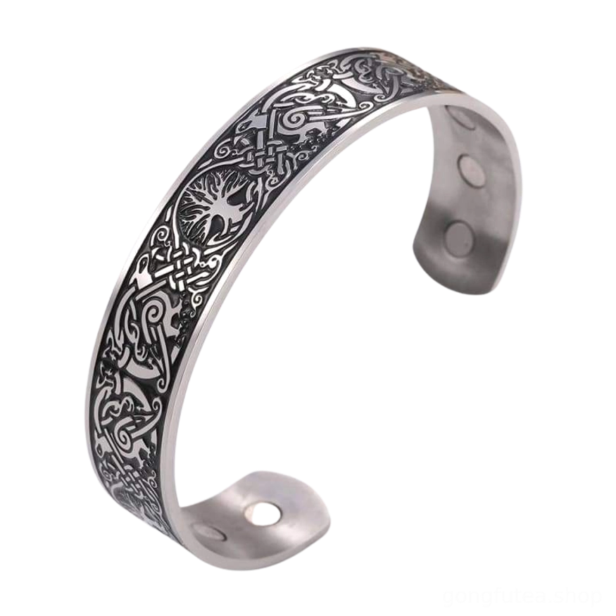 Silberner Wikinger Armreif mit Tree of Life Design