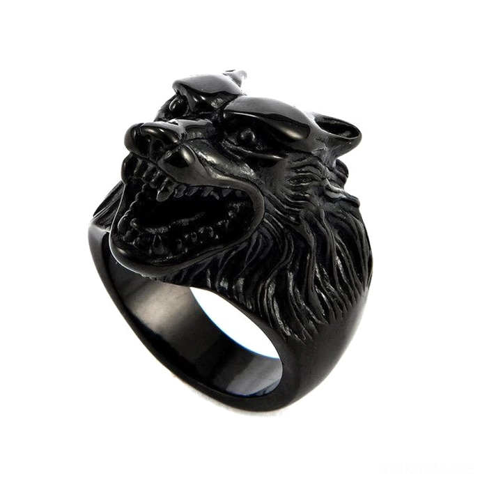 Silberfarbener Wikinger Ring Fenrir Wolf für Männer und Frauen