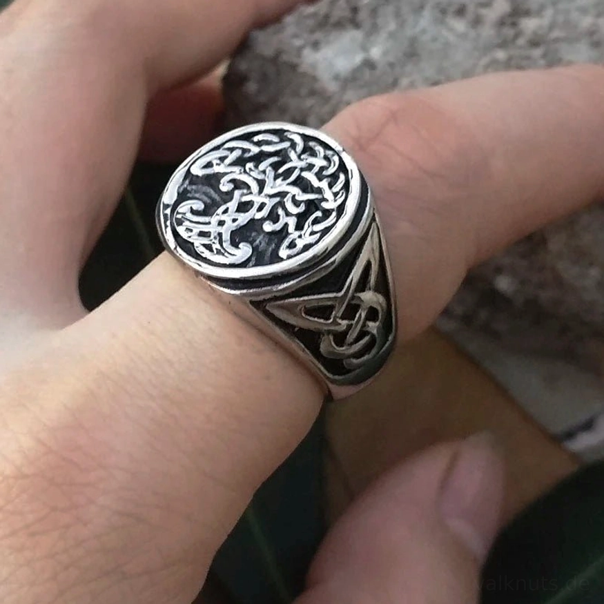 Silberner Wikinger Ring Yggdrasil Weltbaum des Lebens für Männer
