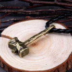 Thors Hammer Kette antikgold wikinger amulett mit schwarzem lederband