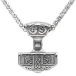 Authentische Thors Hammer Kette Mjölnir Wikinger Anhänger aus 316L Edelstahl mit traditionellen Knotenmustern