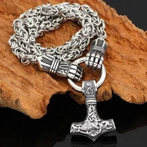 Thors Hammer Kette mit Berserker und Mjölnir Anhänger als Wikinger Schmuck