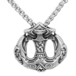 Thors Hammer Kette mit Huginn und Muninn, Wikinger Amulett aus Edelstahl