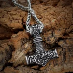 Handgefertigte Thors Hammer Kette mit Jormungandr Motiv aus Edelstahl