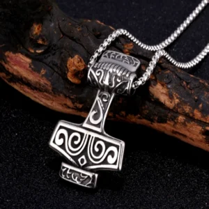 Thors Hammer Kette mit keltischen Gravuren aus Edelstahl, Wikinger Schmuck
