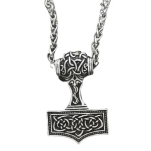 Thors Hammer Kette mit keltischem Knoten Wikinger Amulett aus Edelstahl