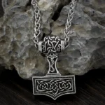 Handgefertigte Thors Hammer Kette mit keltischen Knoten aus Edelstahl, Wikinger Amulett