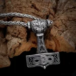 Thors Hammer Kette mit Knoten, handgefertigte Wikinger Kette aus Edelstahl