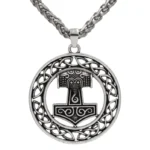 Thors Hammer Kette mit keltischem Knotenkreis, Wikinger Amulett aus Edelstahl