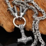 Thors Hammer Kette mit Thors Ziegen und Mjolnir Anhänger aus Edelstahl