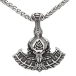 Thors Hammer Kette mit eingraviertem Valknut Symbol, Wikinger Amulett aus Edelstahl